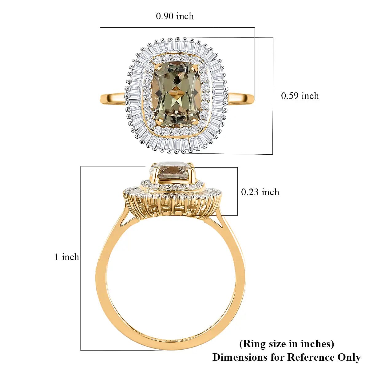 Luxoro 10K Yellow Gold AAA Turkizite and Diamond Ring Double Halo Engagement Ring For Women (Size 8.0) 2.15 ctw image number 6