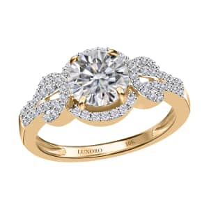 LUXORO 10K Yellow Gold Moissanite VS-EF Ring (Size 6.0) 2.45 Grams 1.40 ctw