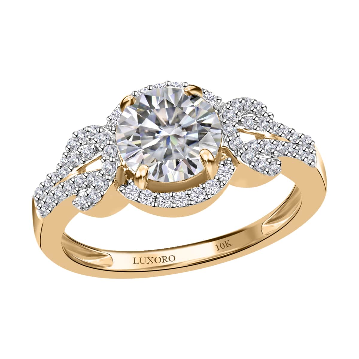 LUXORO 10K Yellow Gold Moissanite VS-EF Ring (Size 6.0) 2.45 Grams 1.40 ctw image number 0