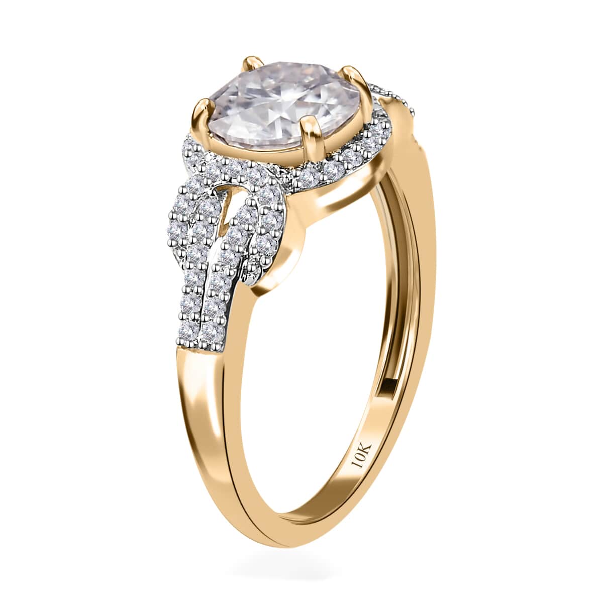 LUXORO 10K Yellow Gold Moissanite VS-EF Ring (Size 6.0) 2.45 Grams 1.40 ctw image number 3