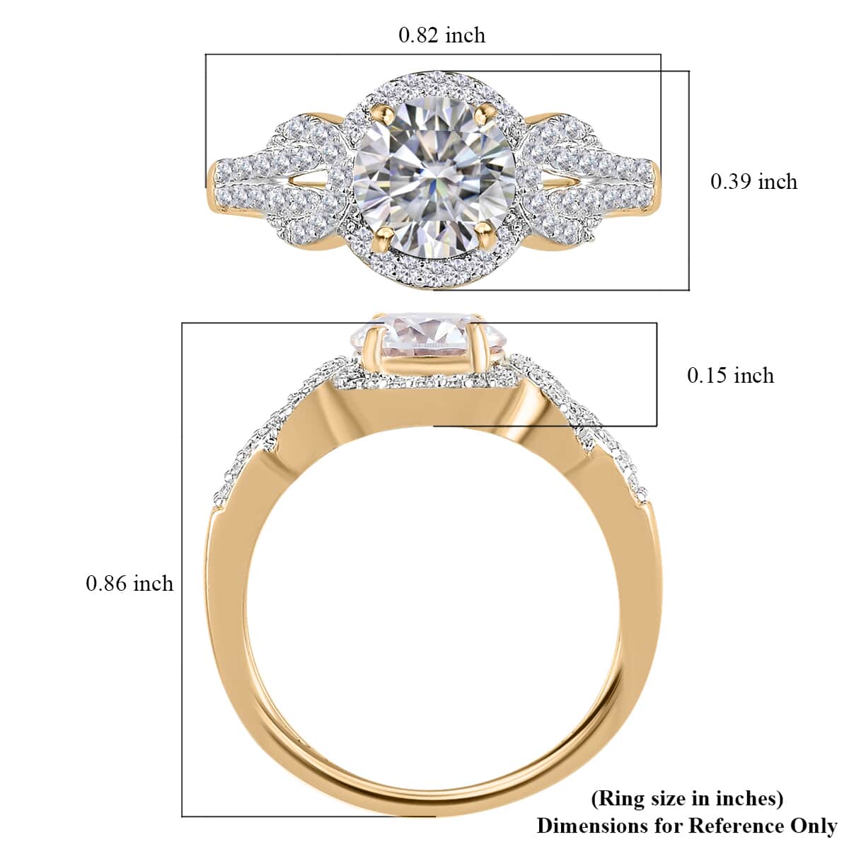 LUXORO 10K Yellow Gold Moissanite VS-EF Ring (Size 6.0) 2.45 Grams 1.40 ctw image number 5
