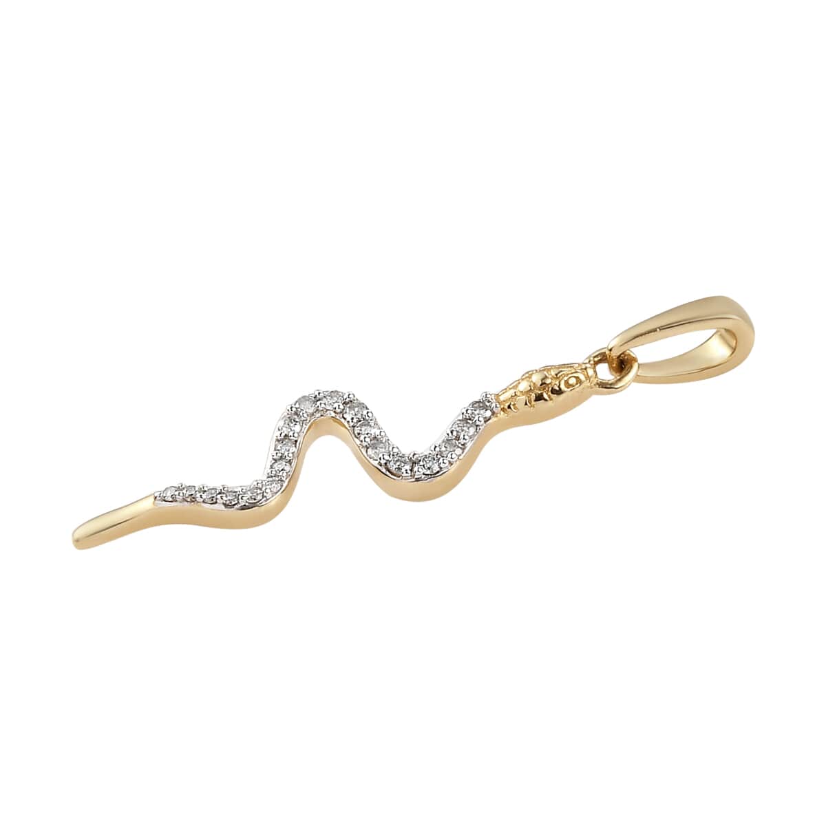 LUXORO 10K Yellow Gold Diamond Eternal Love Snake Pendant 0.15 ctw image number 2