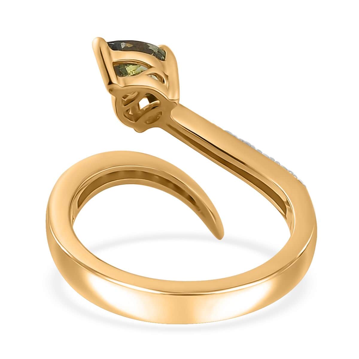 Luxoro 10K Yellow Gold Premium Green Tanzanite and White Zircon Bypass Snake Ring (Size 6.0) 1.10 ctw image number 4