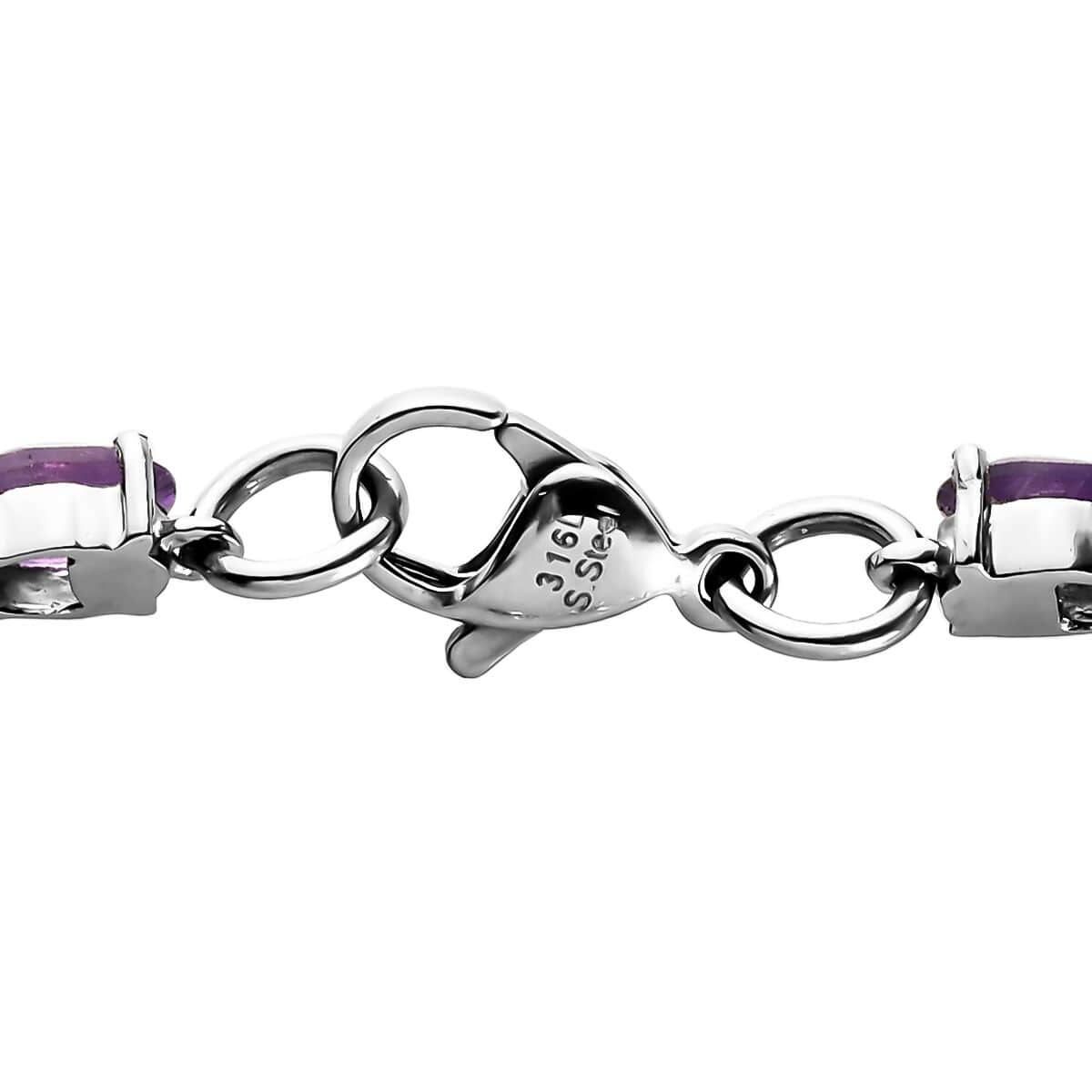 Multi Gemstone Tennis Bracelet , Multi Gemstone Bracelet , Line Bracelet , Stainless Steel Bracelet (6.50 In) 8.60 ctw image number 3
