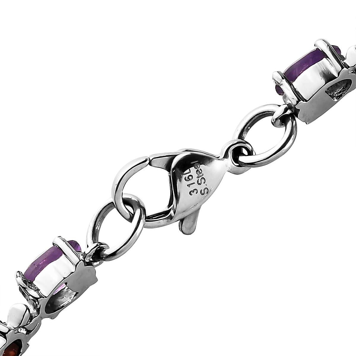 Multi Gemstone Tennis Bracelet, Line Bracelet, Stainless Steel Bracelet (8.00 In) 11.00 ctw image number 3