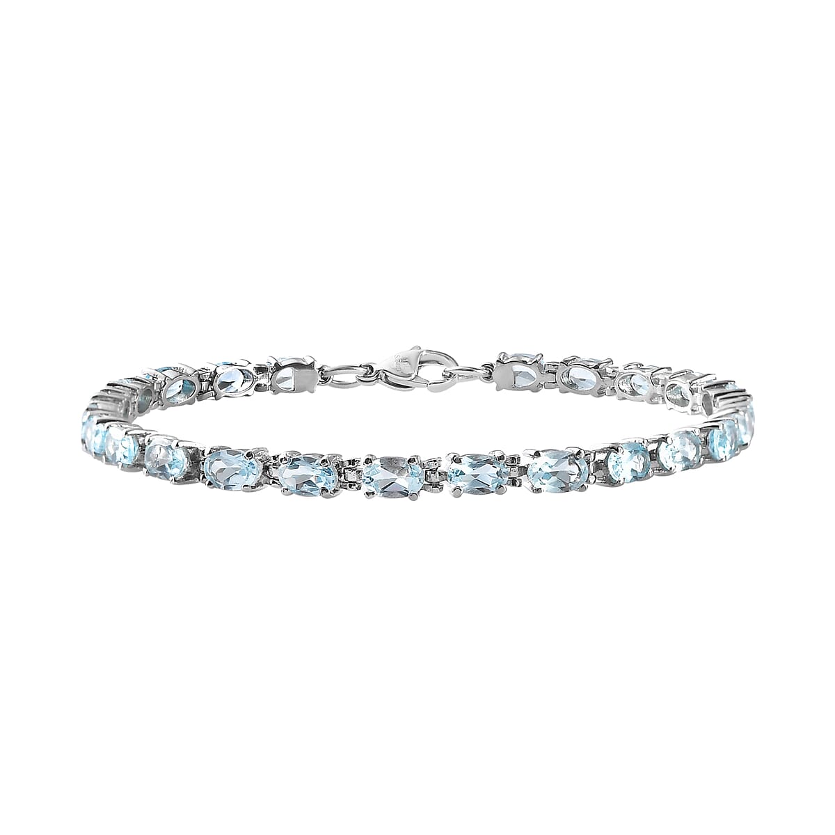 Sky Blue Topaz Tennis Bracelet | Sky Blue Topaz Bracelet | Line Bracelet | Stainless Steel Bracelet (8.00 In) 13.25 ctw image number 0