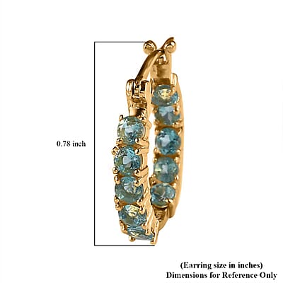Karis Madagascar Paraiba Apatite Inside Out Hoop Earrings in 18K YG Plated 2.60 ctw