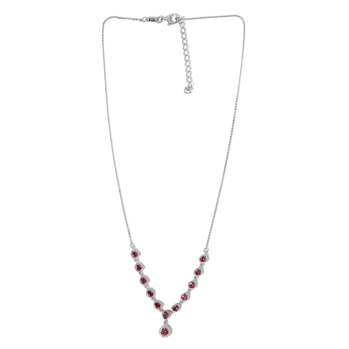 Premium Ouro Fino Rubellite and White Zircon Necklace 18 Inches in Platinum Over Sterling Silver 1.85 ctw image number 3