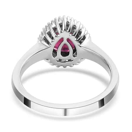 RHAPSODY 950 Platinum AAAA Ouro Fino Rubellite and E-F SI Diamond Halo Ring (Size 7.0) 5.85 Grams 1.20 ctw image number 4