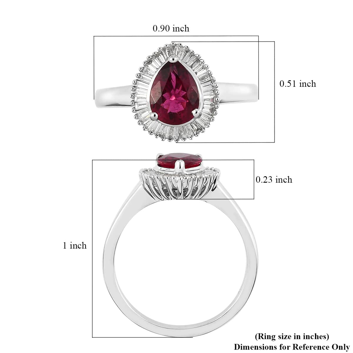 RHAPSODY 950 Platinum AAAA Ouro Fino Rubellite and E-F VS Diamond Halo Ring (Size 6.0) 5.85 Grams 1.25 ctw image number 5