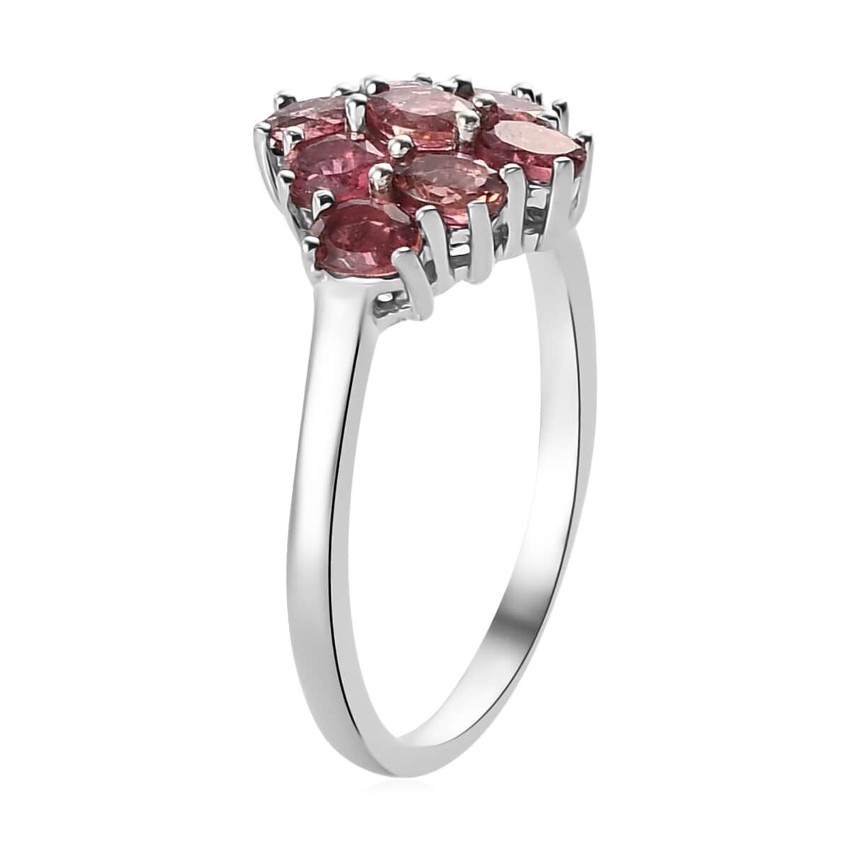 Ouro Fino Rubellite Cluster Ring in Platinum Over Sterling Silver (Size 10.0) 1.50 ctw image number 3
