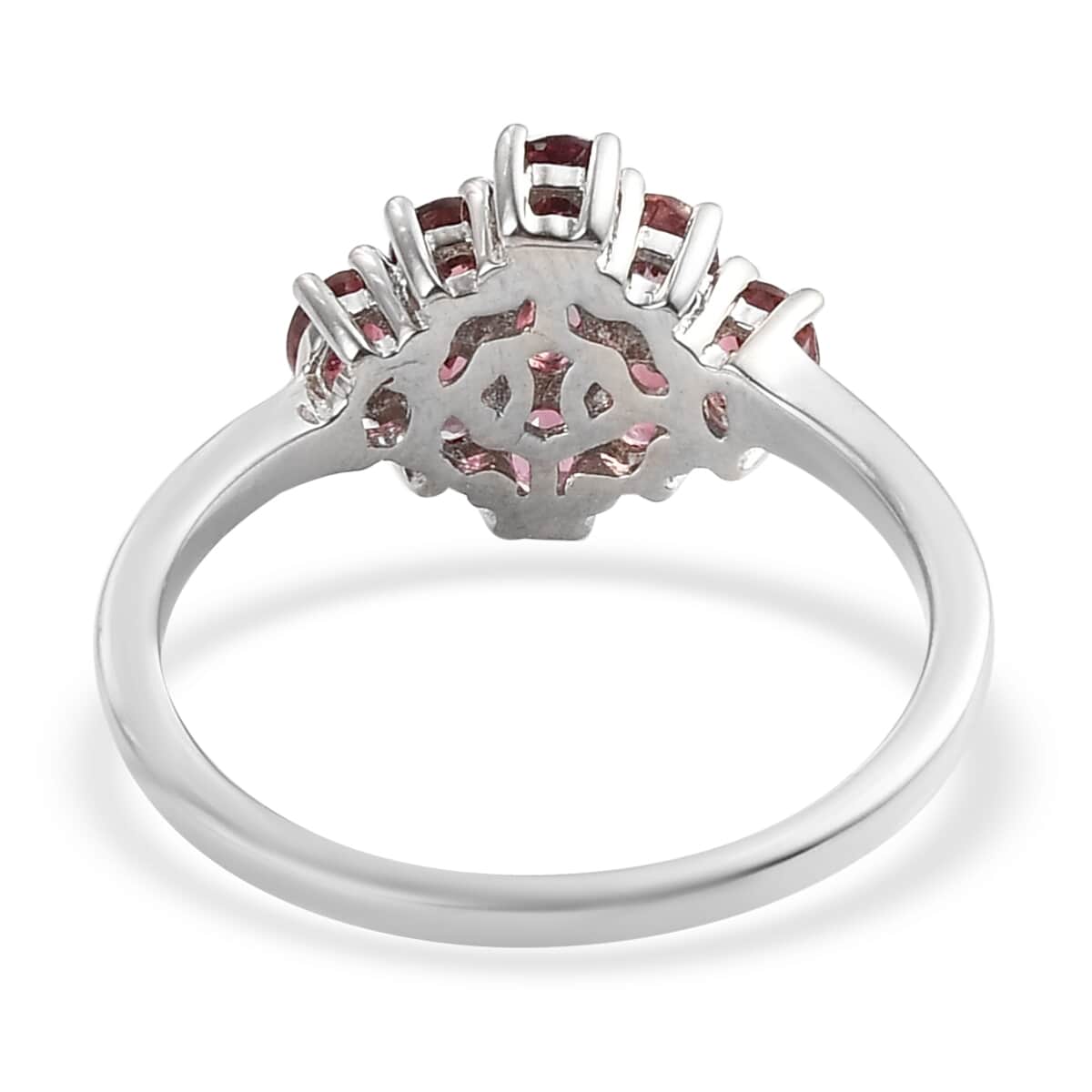 Ouro Fino Rubellite Cluster Ring in Platinum Over Sterling Silver (Size 10.0) 1.50 ctw image number 4