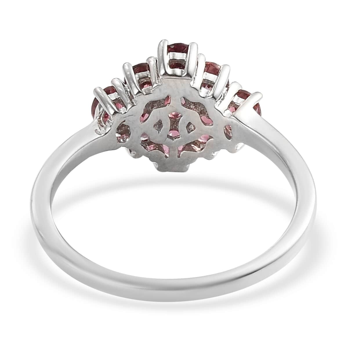 Ouro Fino Rubellite Cluster Ring in Platinum Over Sterling Silver (Size 6.0) 1.50 ctw image number 4