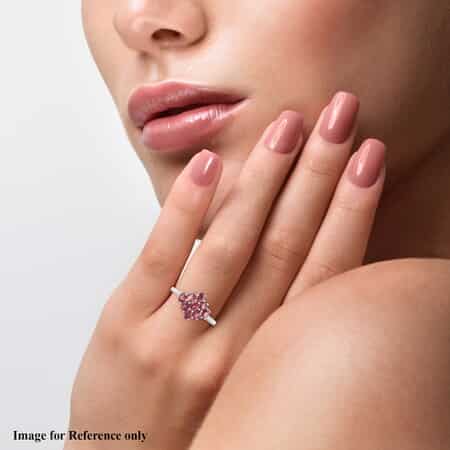 Ouro Fino Rubellite Cluster Ring in Platinum Over Sterling Silver (Size 9.0) 1.50 ctw image number 2