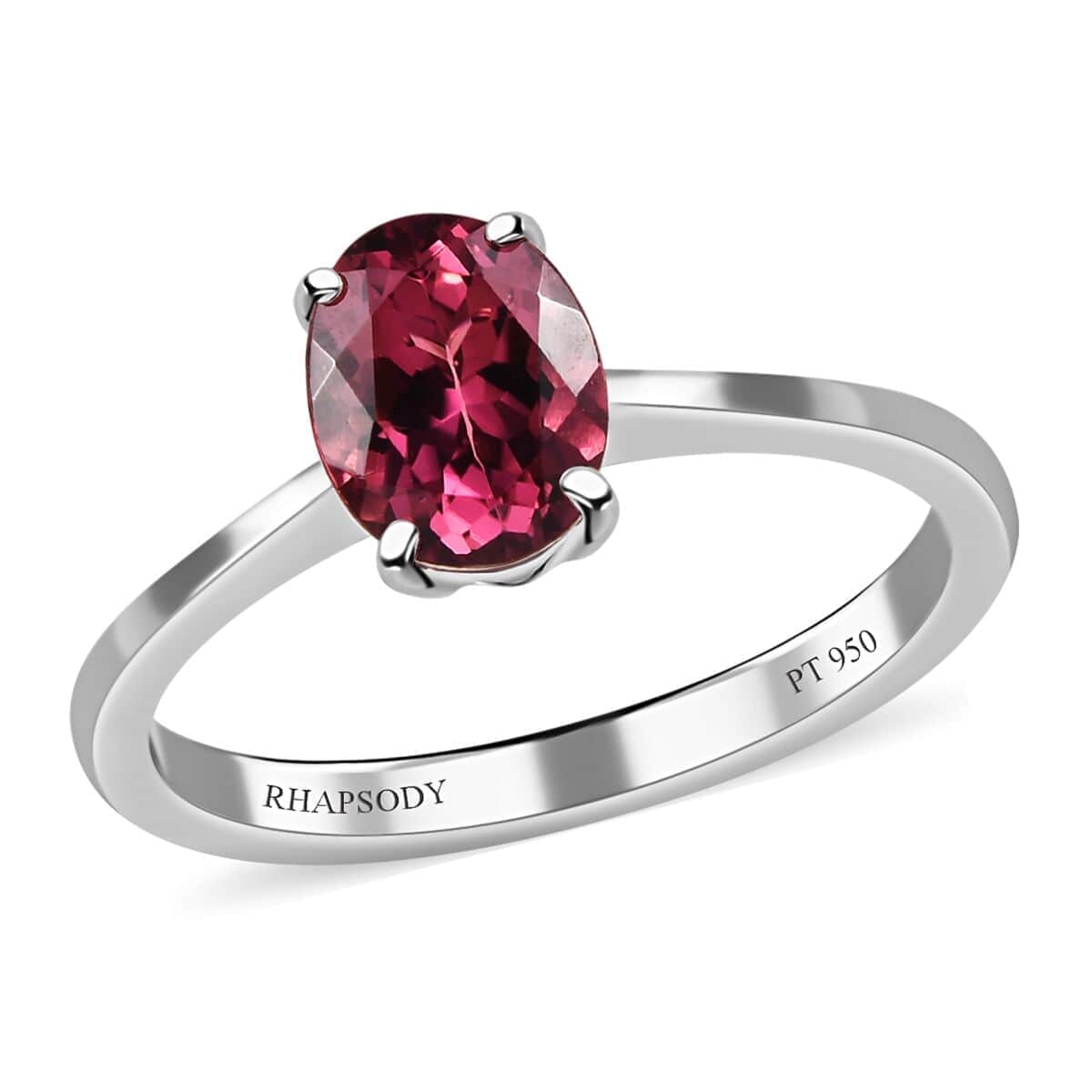 Rhapsody AAAA Ouro Fino Rubellite Ring, Rubellite Solitaire Ring, 950 Platinum Ring, Wedding Ring 1.35 ctw (Size 10) image number 0