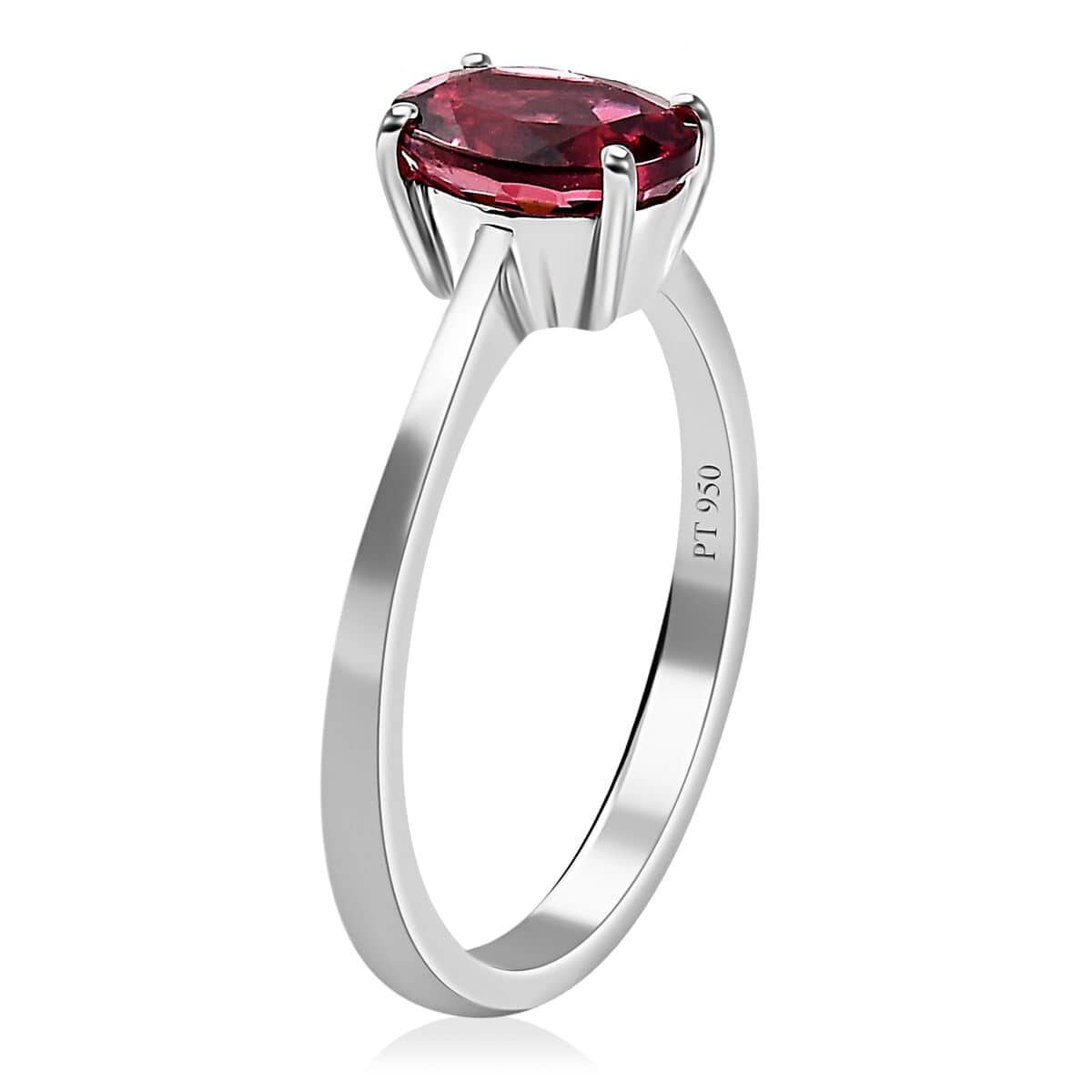 Rhapsody AAAA Ouro Fino Rubellite Ring, Rubellite Solitaire Ring, 950 Platinum Ring, Wedding Ring 1.35 ctw (Size 10) image number 3