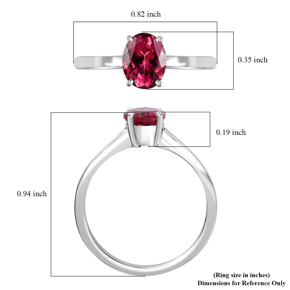 Rhapsody AAAA Ouro Fino Rubellite Ring, Rubellite Solitaire Ring, 950 Platinum Ring, Wedding Ring 1.35 ctw (Size 10) image number 5