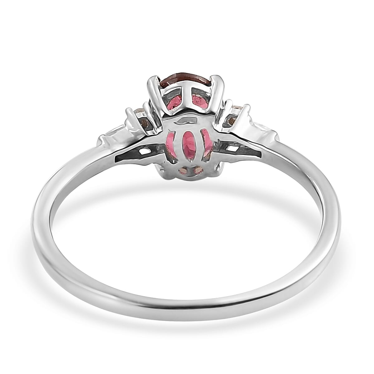 Ouro Fino Rubellite and Diamond 1.35 ctw Ring in Platinum Over Sterling Silver (Size 9.0)  image number 4