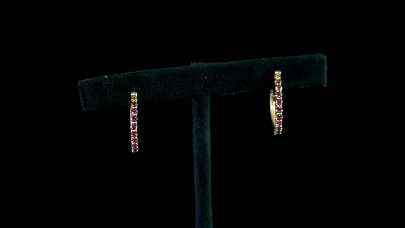 Ouro Fino Rubellite Hoop Earrings in Vermeil Yellow Gold Over Sterling Silver 1.65 ctw