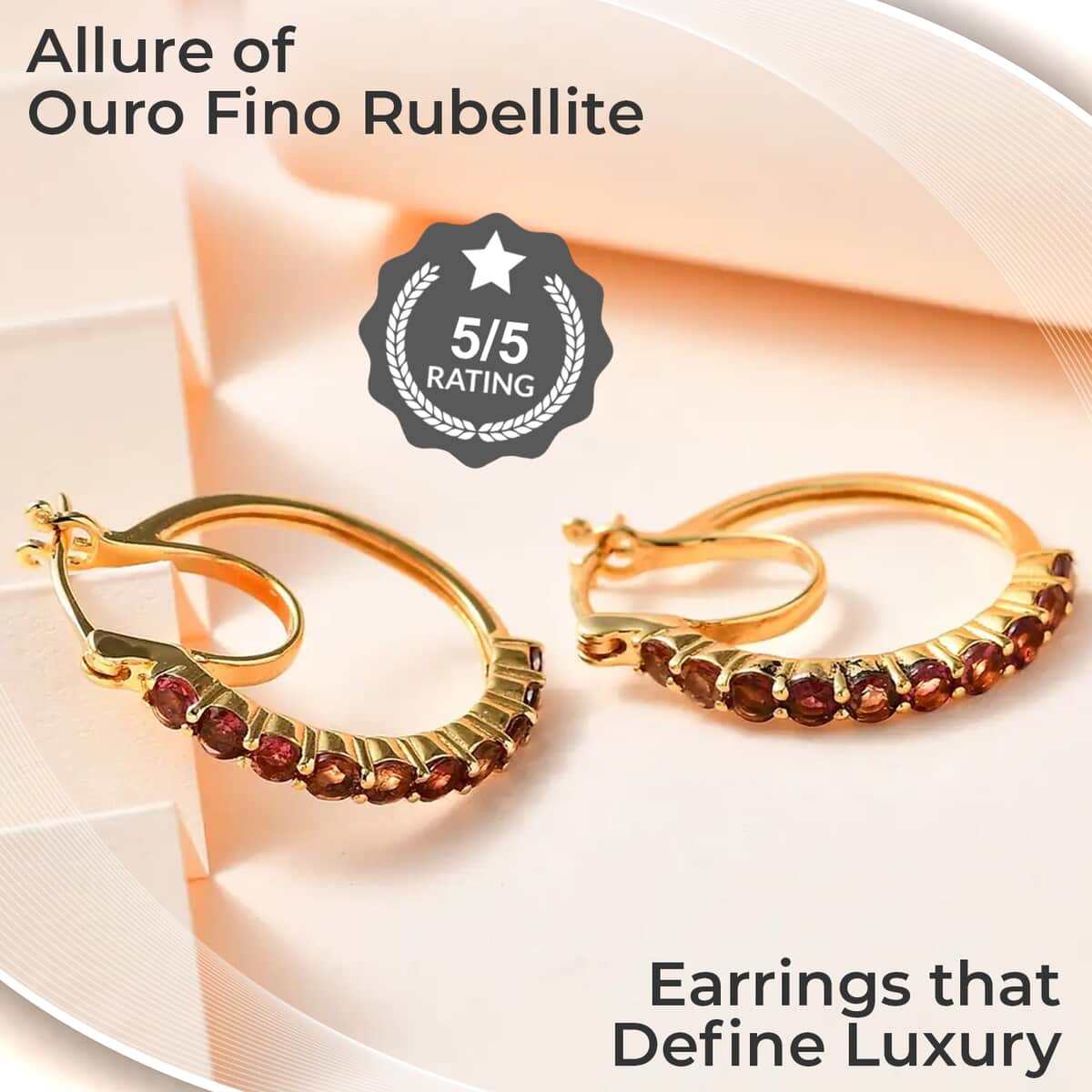 Ouro Fino Rubellite Hoop Earrings, Rubellite Earrings, Rubellite Hoops, Vermeil Yellow Gold Over Sterling Silver Earrings 1.85 ctw image number 1
