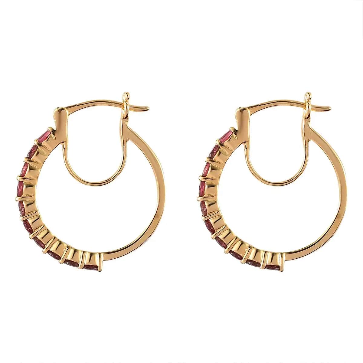 Ouro Fino Rubellite Hoop Earrings in Vermeil Yellow Gold Over Sterling Silver 1.65 ctw image number 4