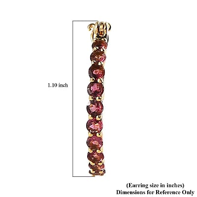 Ouro Fino Rubellite 1.85 ctw Hoop Earrings, Rubellite Earrings, Rubellite Hoops, Vermeil Yellow Gold Over Sterling Silver Earrings