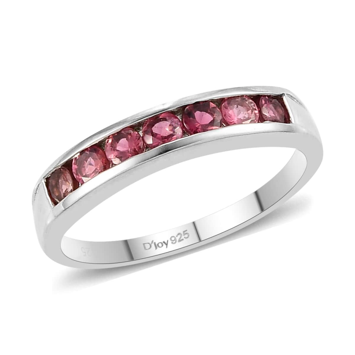 Ouro Fino Rubellite 7 Stone Band Ring in Platinum Over Sterling Silver (Size 10.0) 0.75 ctw image number 0