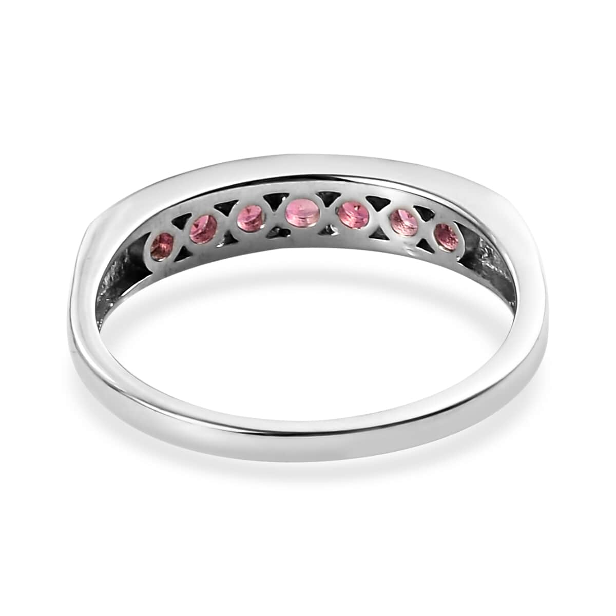 Ouro Fino Rubellite 7 Stone Band Ring in Platinum Over Sterling Silver (Size 10.0) 0.75 ctw image number 4