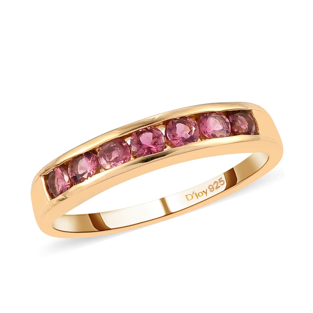 Ouro Fino Rubellite 7 Stone Band Ring in Vermeil Yellow Gold Over Sterling Silver (Size 5.0) 0.75 ctw image number 0