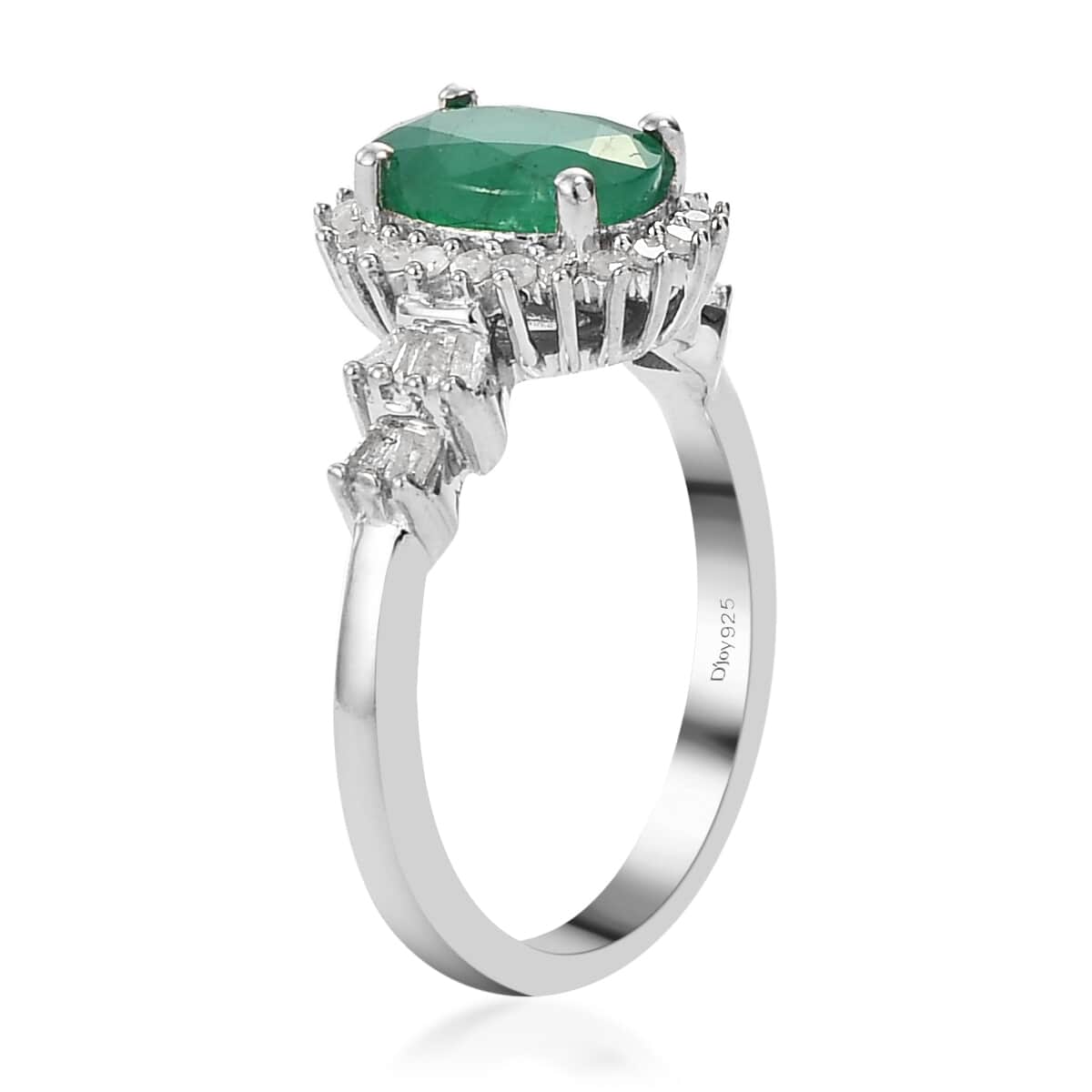 AAA Kagem Zambian Emerald and Diamond Ballerina Halo Ring in Vermeil Yellow Gold Over Sterling Silver (Size 10.0) 1.40 ctw image number 3