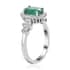 AAA Kagem Zambian Emerald and Diamond Ballerina Halo Ring in Platinum Over Sterling Silver (Size 9.0) 1.35 ctw image number 3