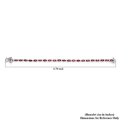 Ouro Fino Rubellite and Natural White Zircon Tennis Bracelet in Platinum Over Sterling Silver (6.50 In) 5.65 ctw