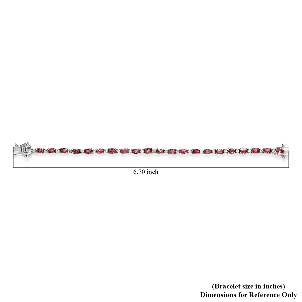 Ouro Fino Rubellite and Natural White Zircon Tennis Bracelet in Platinum Over Sterling Silver (6.50 In) 7.75 Grams 5.65 ctw image number 4
