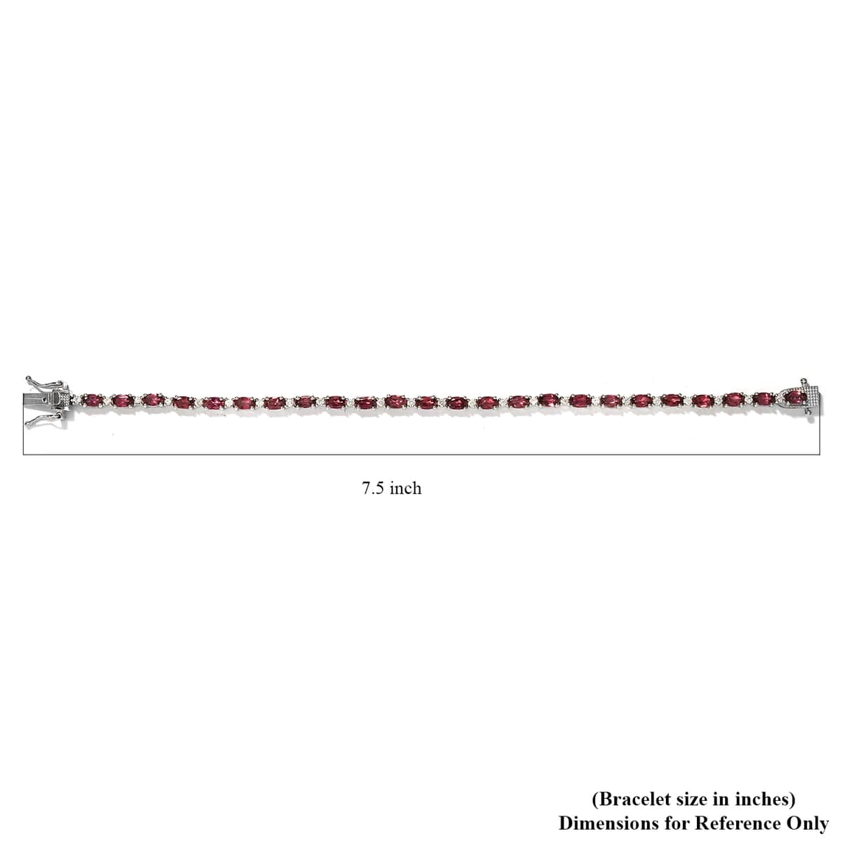 Ouro Fino Rubellite and Natural White Zircon Tennis Bracelet in Platinum Over Sterling Silver (7.25 In) 6.50 ctw image number 4