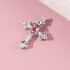 Ouro Fino Rubellite and Natural White Zircon Cross Pendant in Platinum Over Sterling Silver 0.35 ctw image number 1