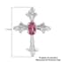 Ouro Fino Rubellite and Natural White Zircon Cross Pendant in Platinum Over Sterling Silver 0.35 ctw image number 4