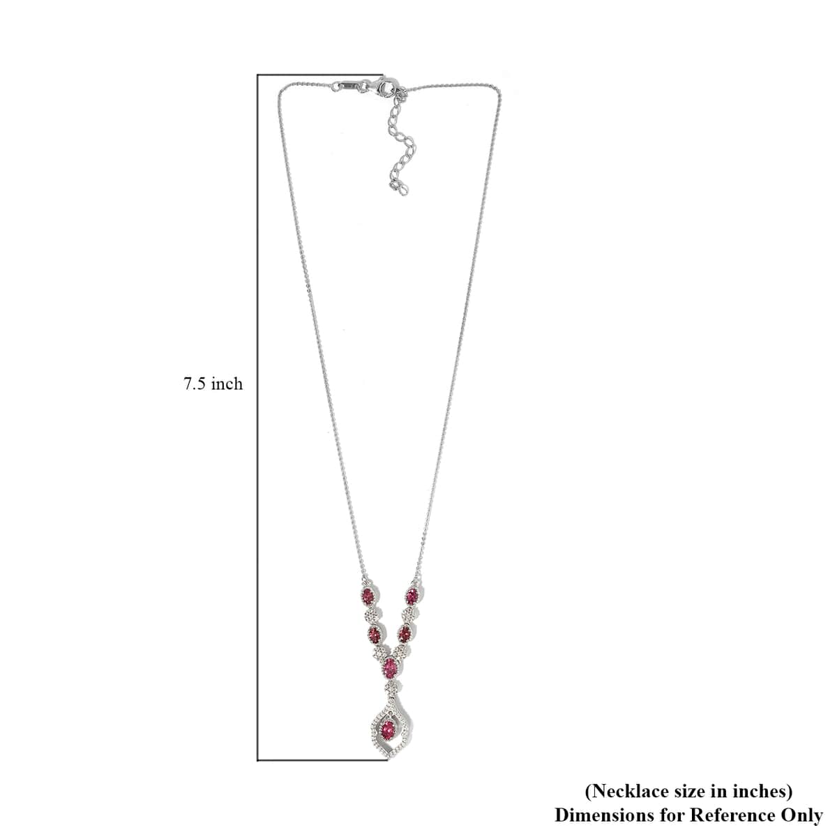 Ouro Fino Rubellite and Natural White Zircon Necklace 18 Inches in Platinum Over Sterling Silver 2.75 ctw image number 5