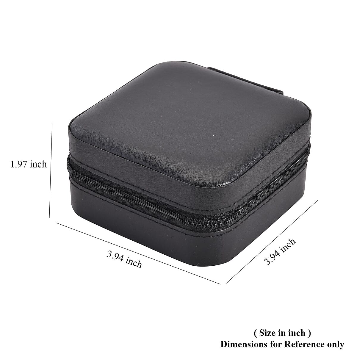Black Faux Leather Small, portable, Travel Jewelry Organizer Storage Box With Zipper For Stud Earrings, Rings, Necklaces, Bracelets image number 6