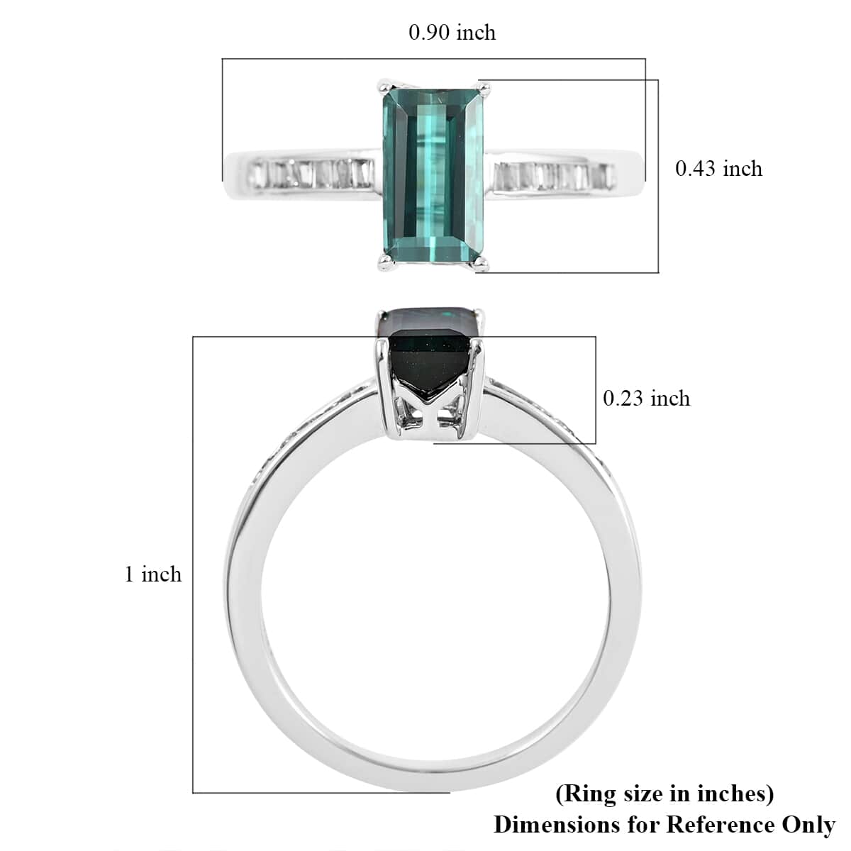 ILIANA 18K White Gold AAA Monte Belo Indicolite and G-H SI Diamond Ring (Size 7.0) 4 Grams 1.75 ctw image number 5