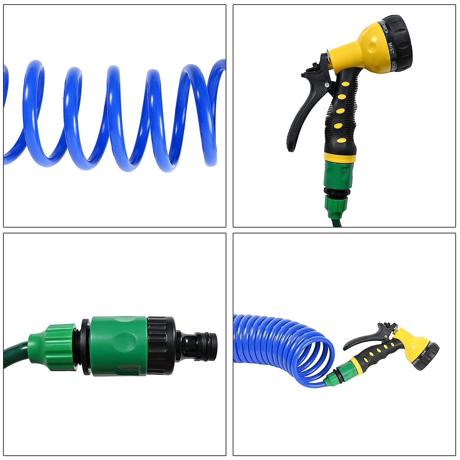 50 ft. Coiled Water Hose with Spray Nozzle -Blue
