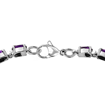 Amethyst Tennis Bracelet , Amethyst Bracelet , Line Bracelet , Stainless Steel Bracelet (6.50 In) 8.15 ctw