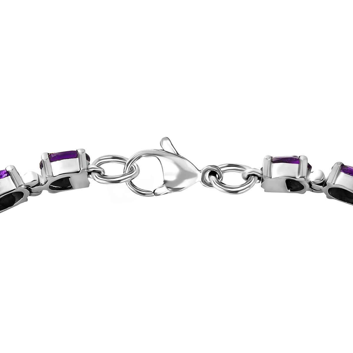 Amethyst Tennis Bracelet , Amethyst Bracelet , Line Bracelet , Stainless Steel Bracelet (6.50 In) 8.15 ctw image number 3