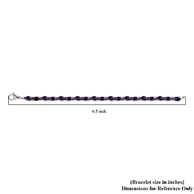 Amethyst Tennis Bracelet , Amethyst Bracelet , Line Bracelet , Stainless Steel Bracelet (6.50 In) 8.15 ctw
