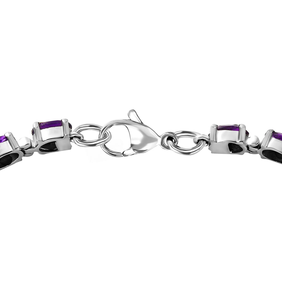 Amethyst Tennis Bracelet in Stainless Steel (7.25 In) 9.50 ctw , Tarnish-Free, Waterproof, Sweat Proof Jewelry image number 3