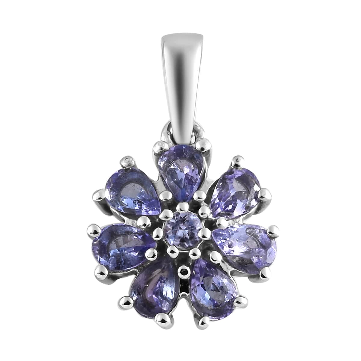 Tanzanite Floral Pendant in Stainless Steel 1.00 ctw image number 0
