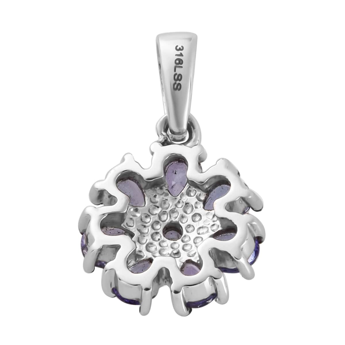 Tanzanite Floral Pendant in Stainless Steel 1.00 ctw image number 3