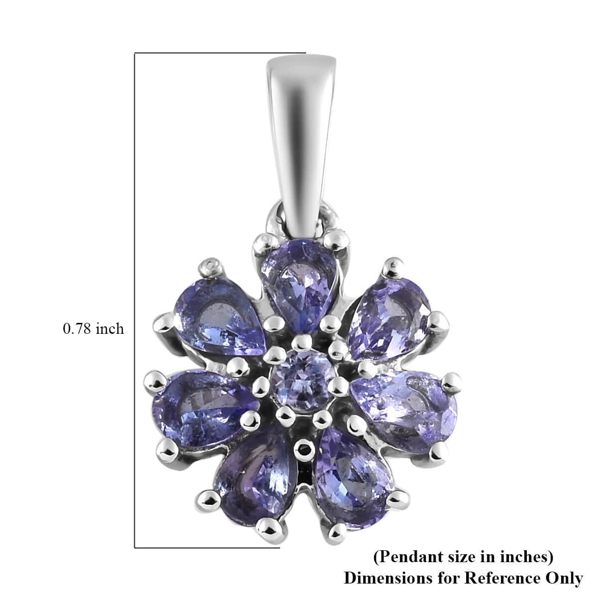 Tanzanite Floral Pendant in Stainless Steel 1.00 ctw image number 4