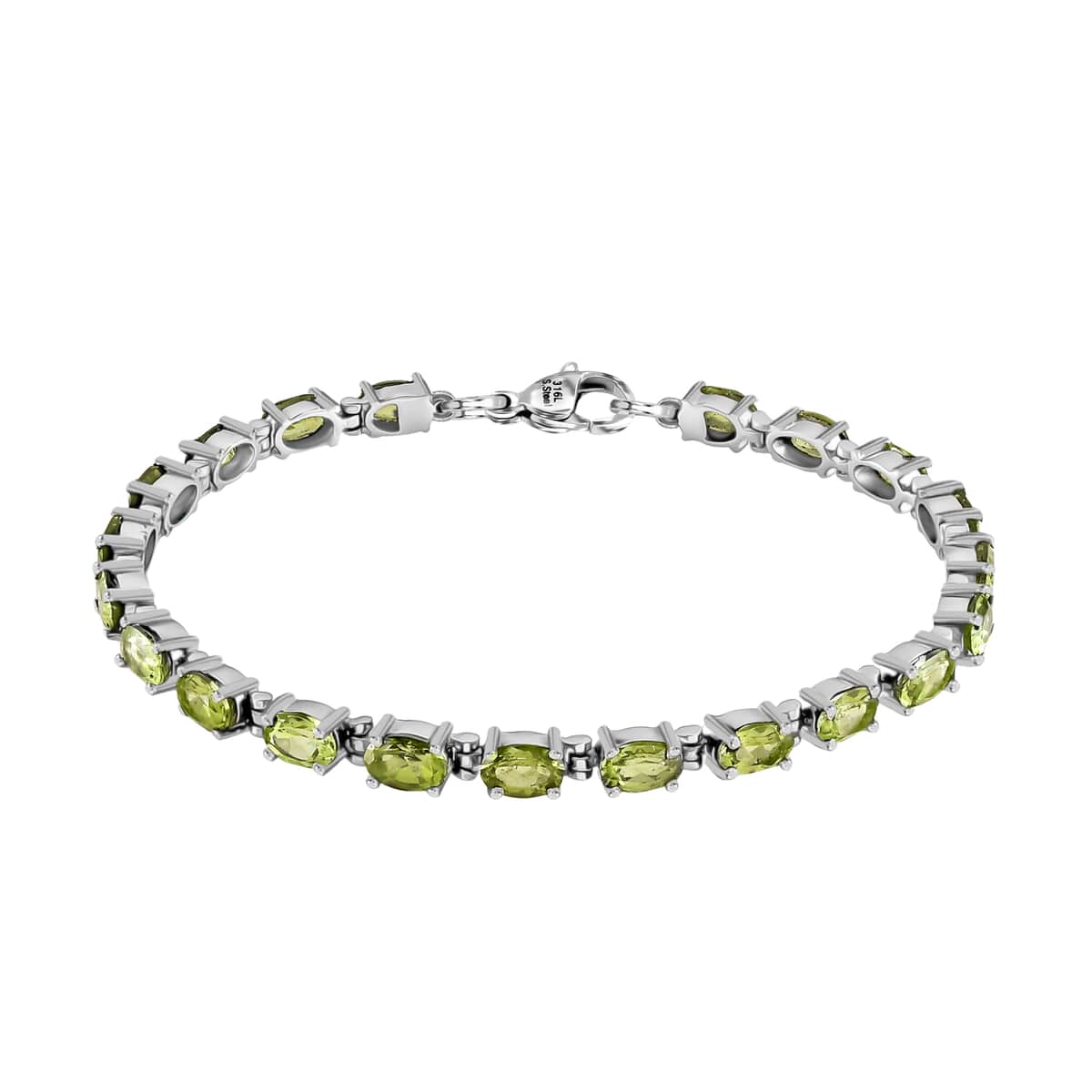 Peridot Tennis Bracelet , Peridot Bracelet , Line Bracelet , Stainless Steel Bracelet (7.25 In) 11.35 ctw image number 0
