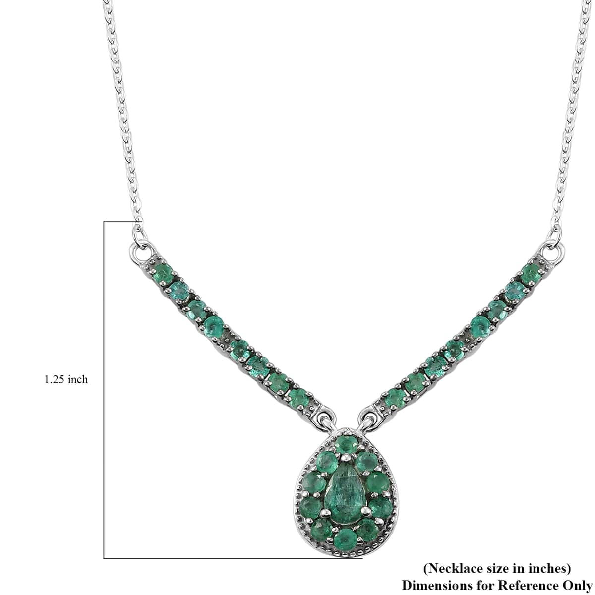 AAA Kagem Zambian Emerald Necklace 18 Inches in Platinum Over Sterling Silver 1.35 ctw image number 5