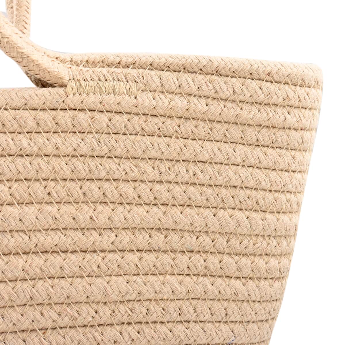 Urban Lux by TruCulture- Lyla Eggshell Cloth Basket Shape Bag Crochet Bow (12"x6"x7") image number 6